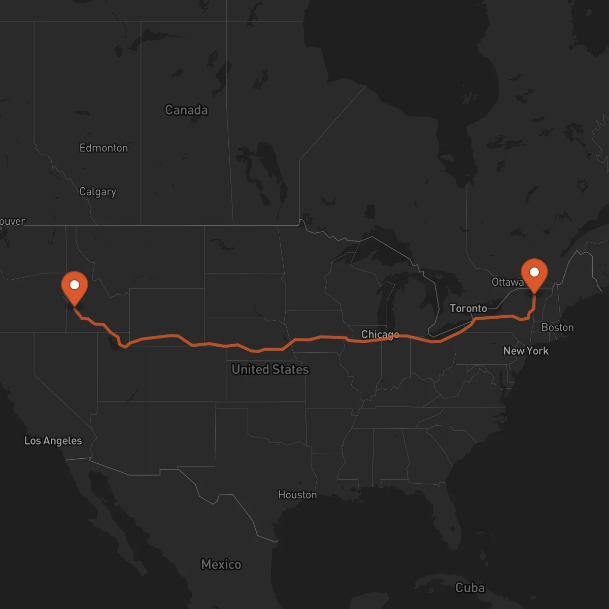 Ruta Burlington - Boise