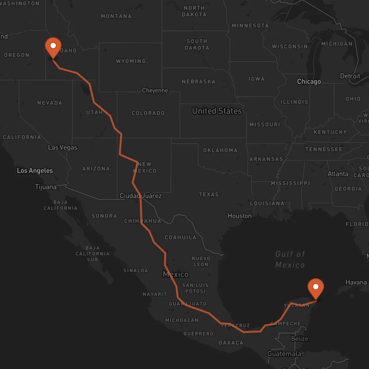 Ruta Boise - Cancún