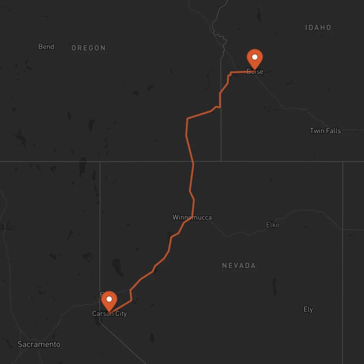 Ruta Boise - Carson City