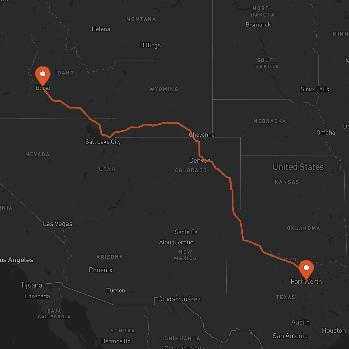 Ruta Boise - Fort Worth