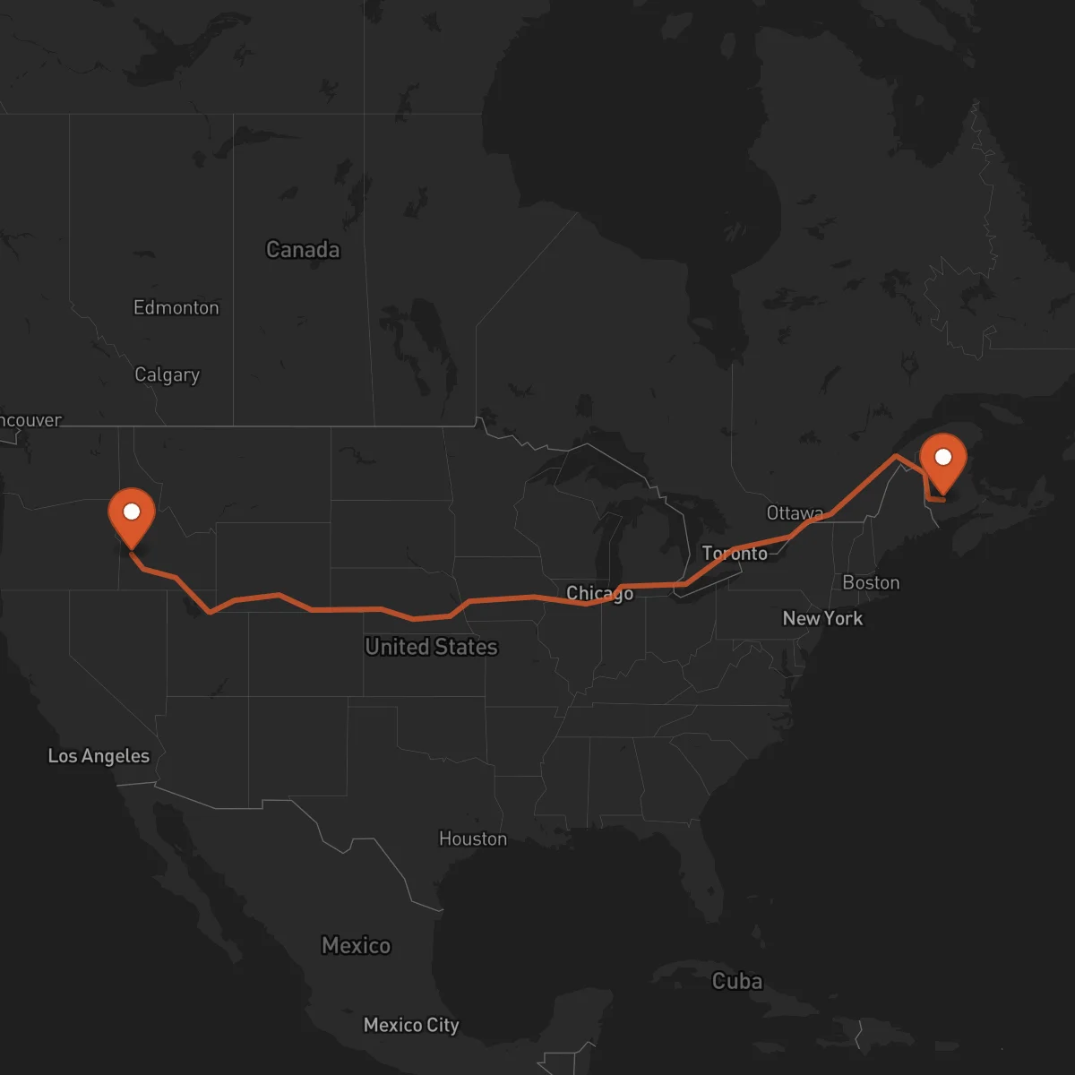 Ruta Boise - Fredericton
