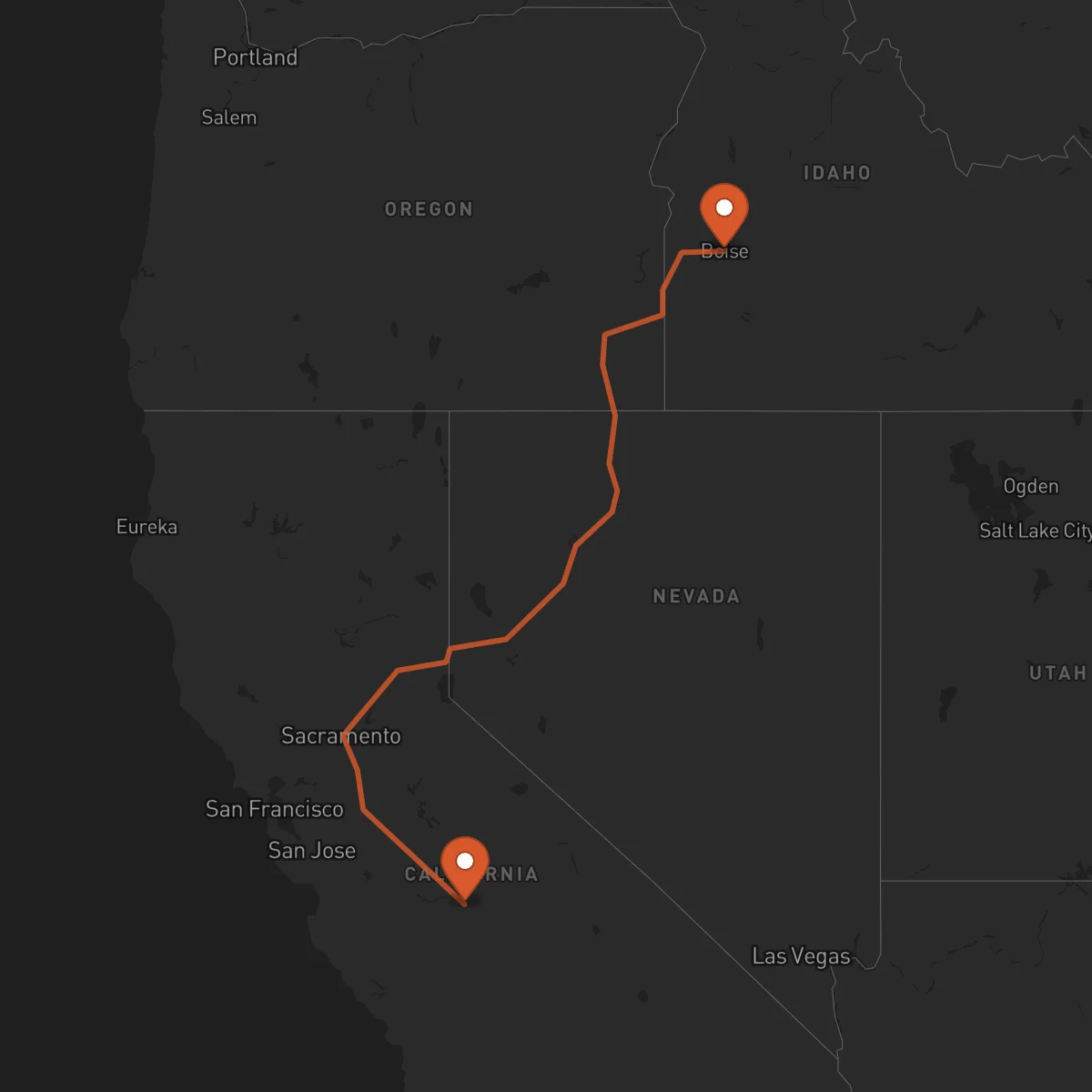 Ruta Fresno - Boise