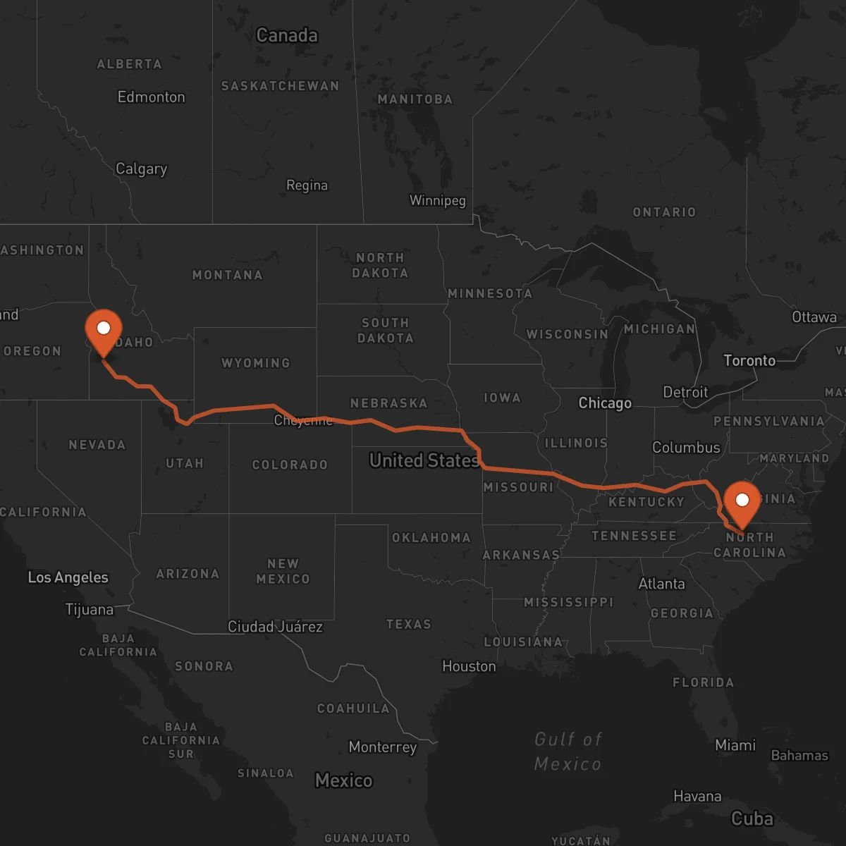 Ruta Boise - Greensboro