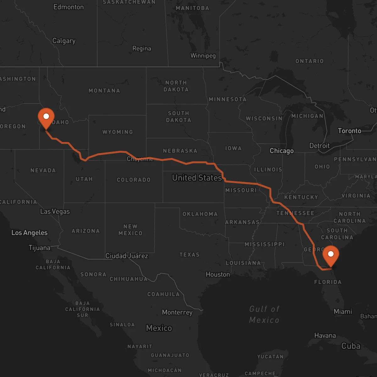 Ruta Jacksonville - Boise