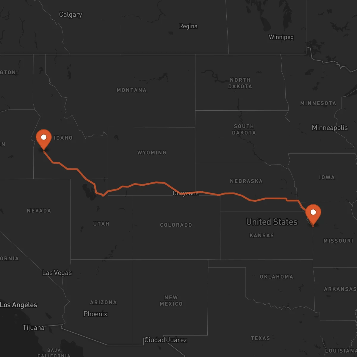 Ruta Kansas City - Boise
