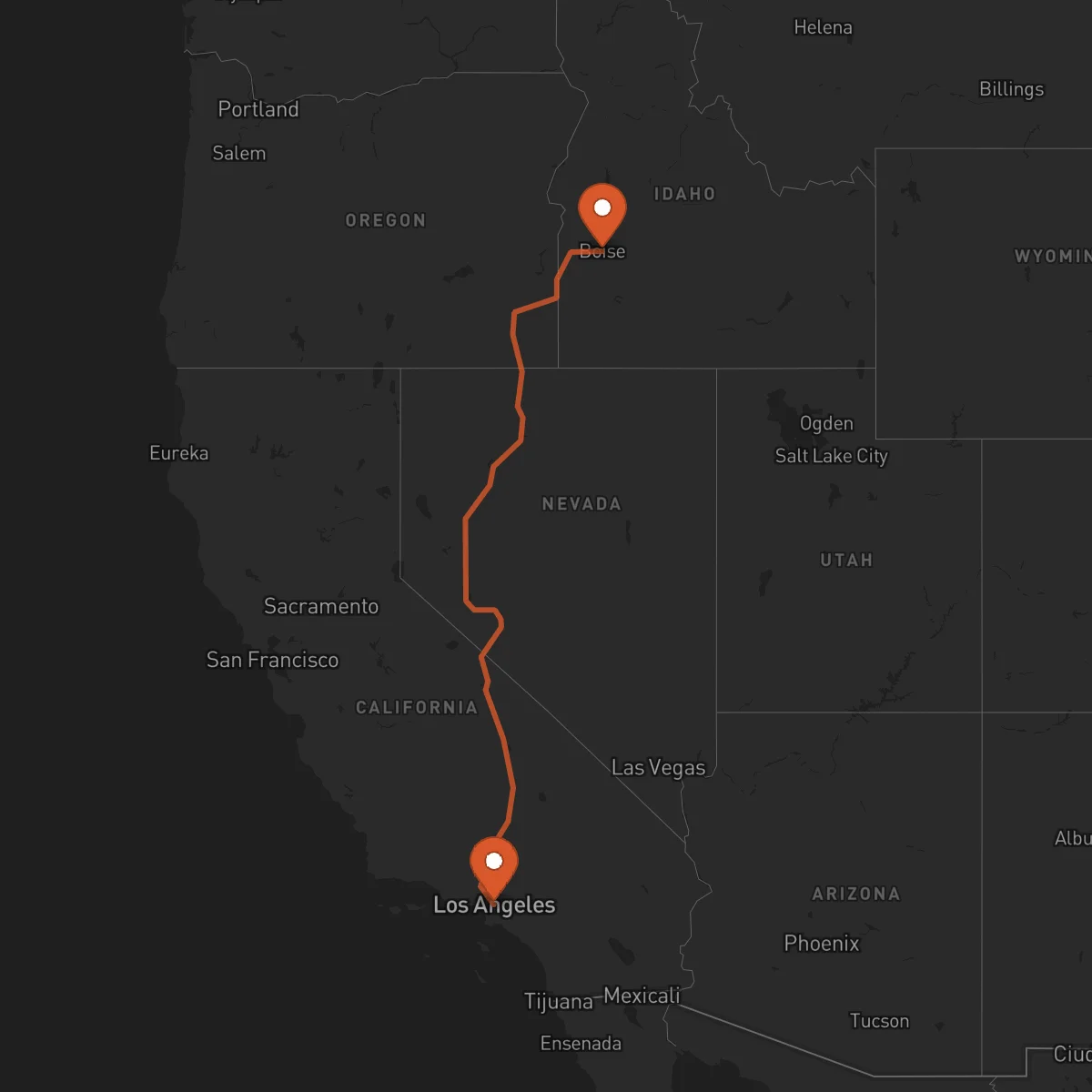 Ruta Los Angeles - Boise