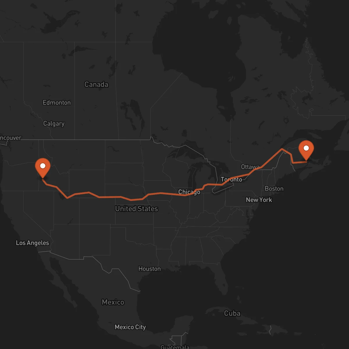 Ruta Boise - Moncton