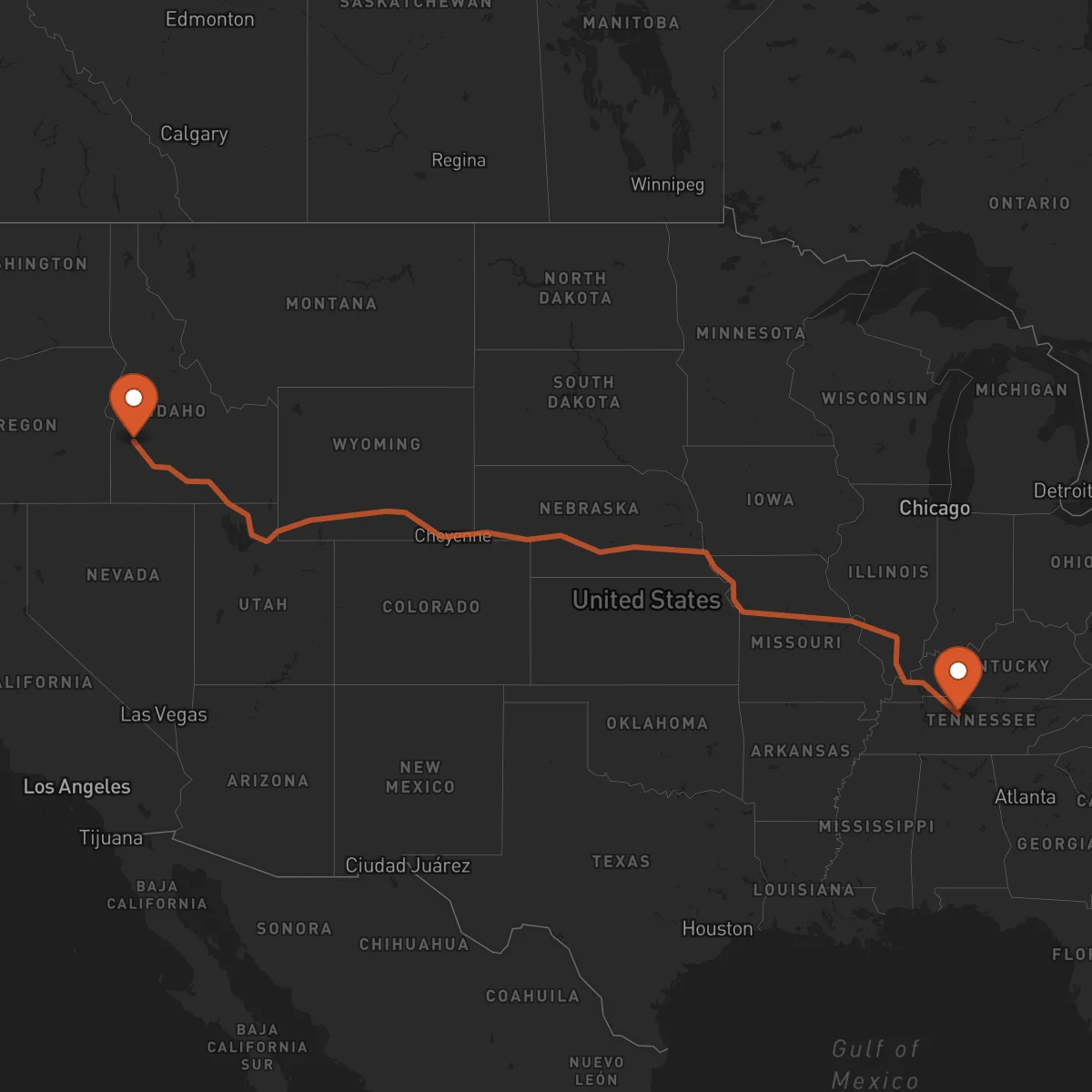 Ruta Nashville - Boise