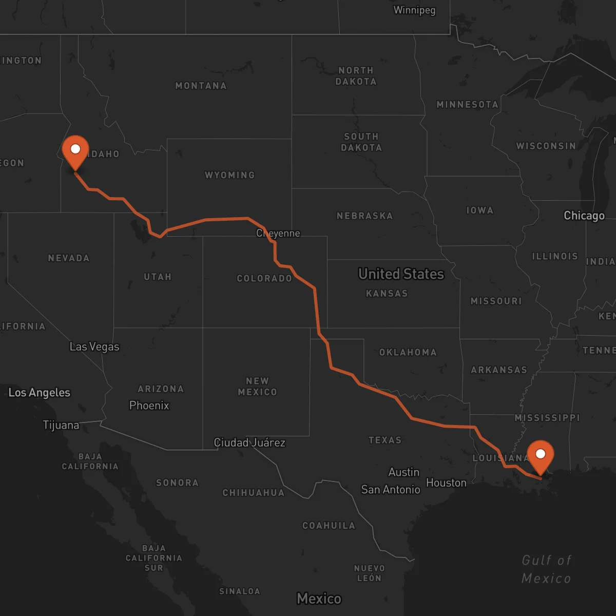 Ruta Boise - New Orleans