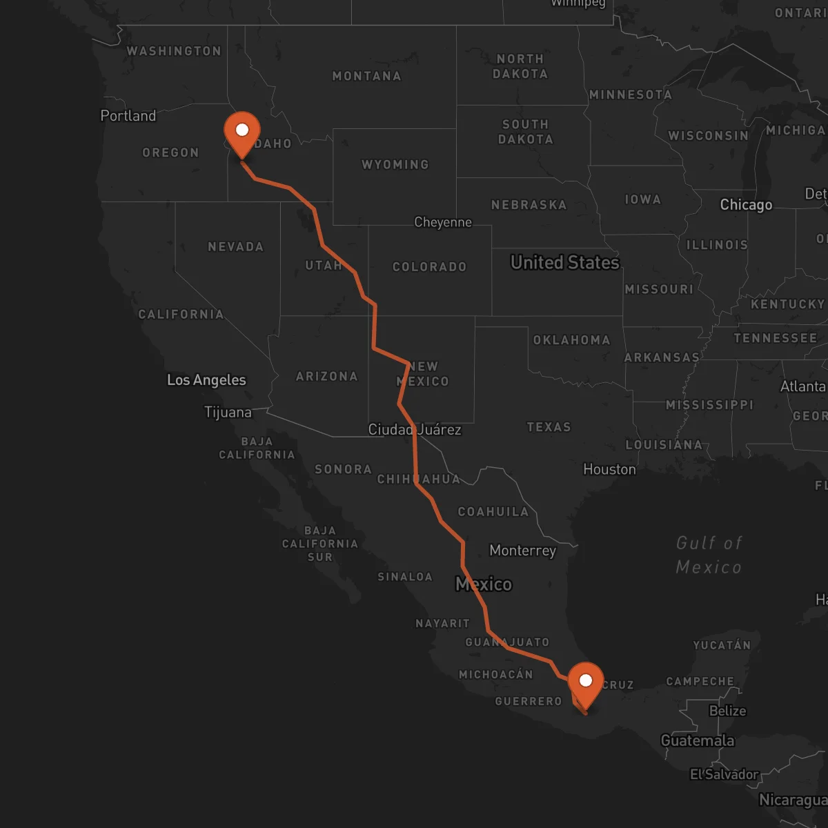 Ruta Boise - Oaxaca de Juárez