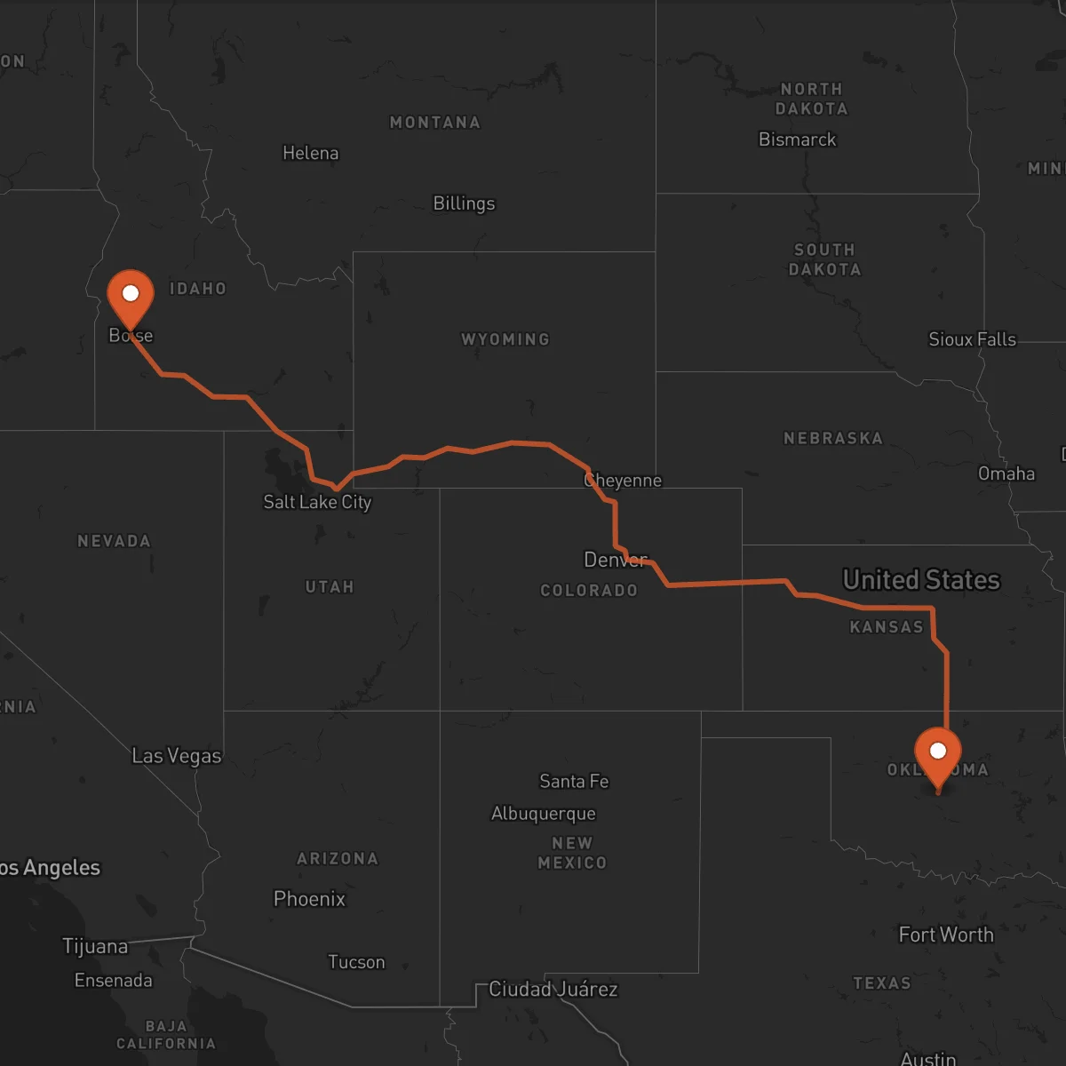 Ruta Oklahoma City - Boise