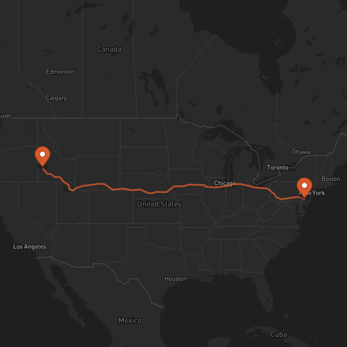 Ruta Philadelphia - Boise