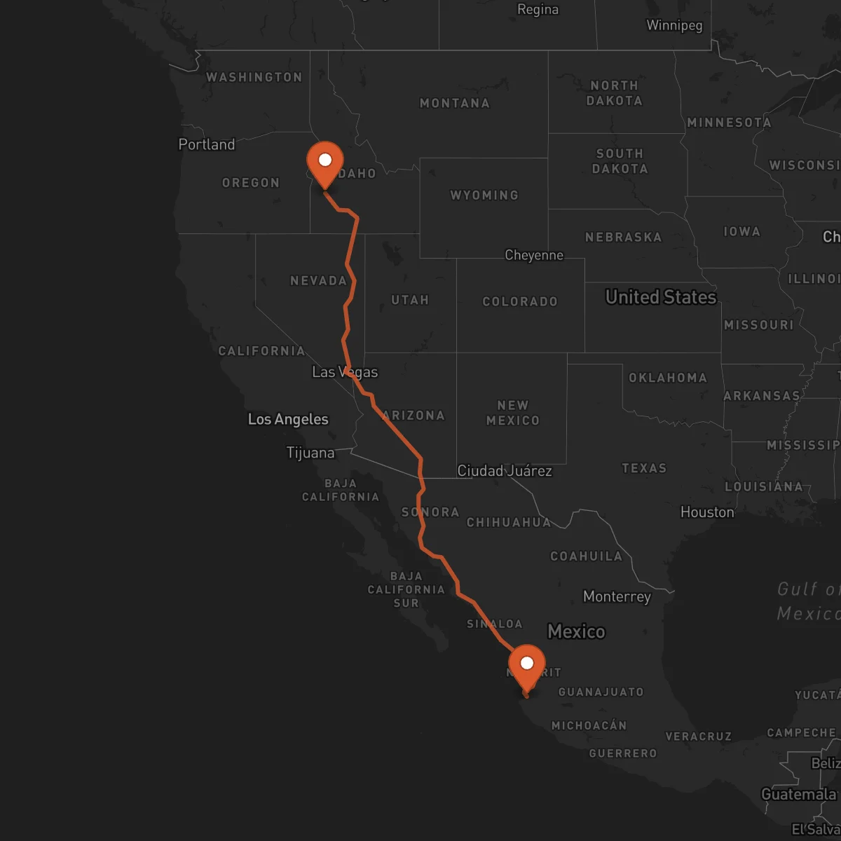 Ruta Boise - Puerto Vallarta