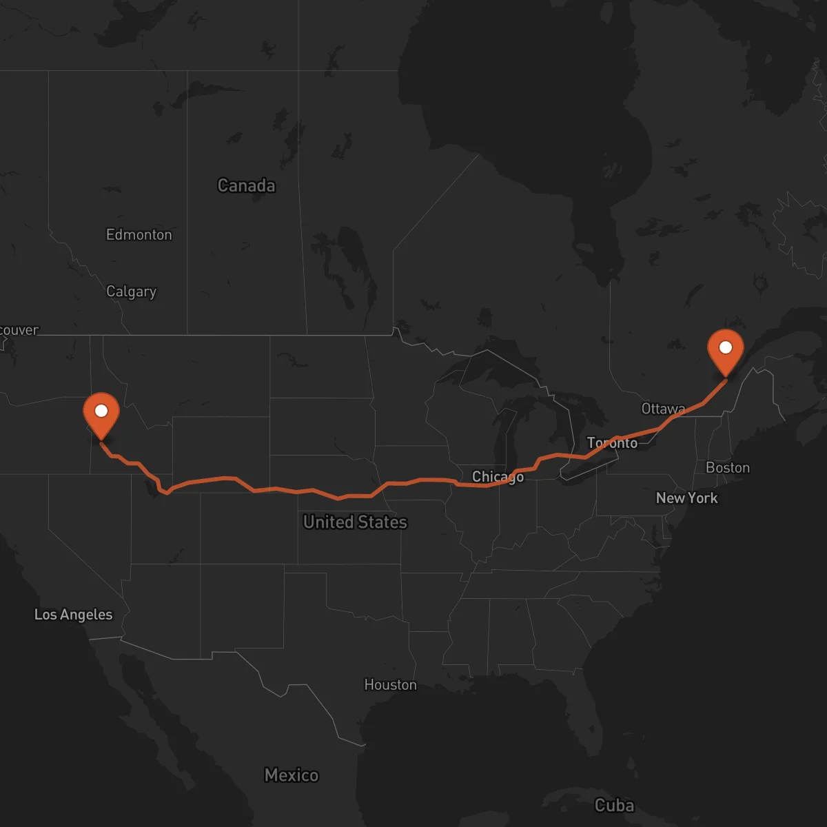 Ruta Boise - Quebec City