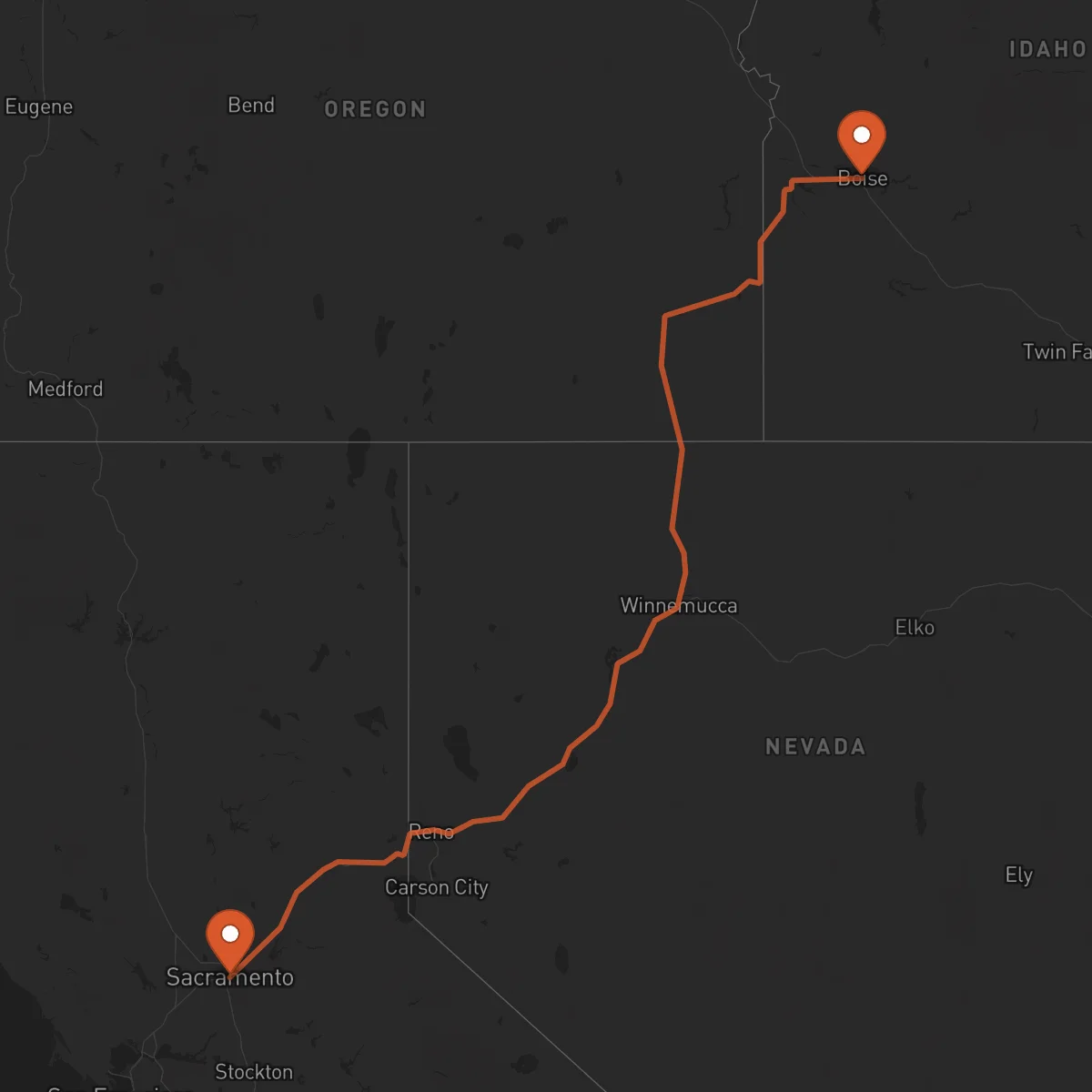 Ruta Boise - Sacramento