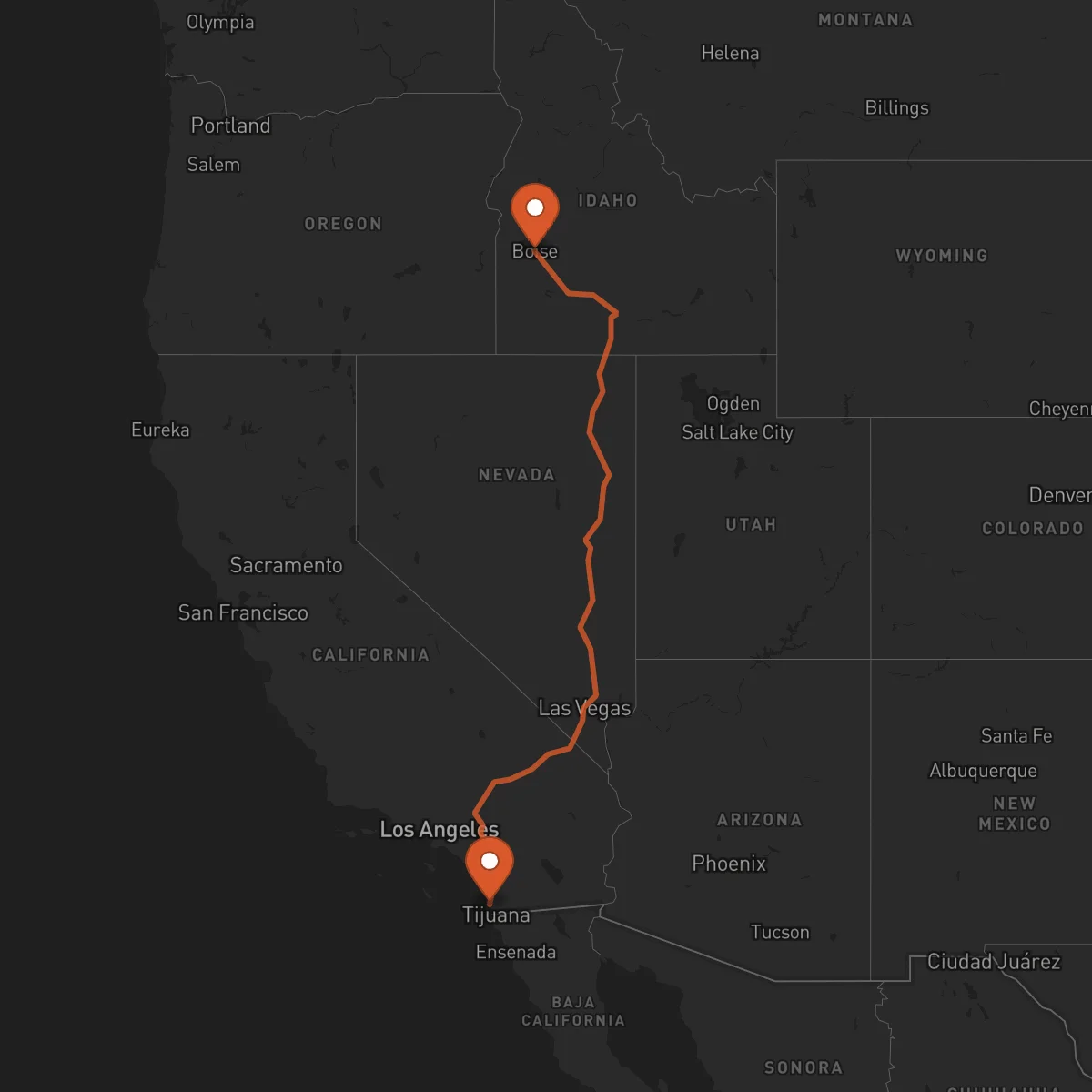 Ruta San Diego - Boise
