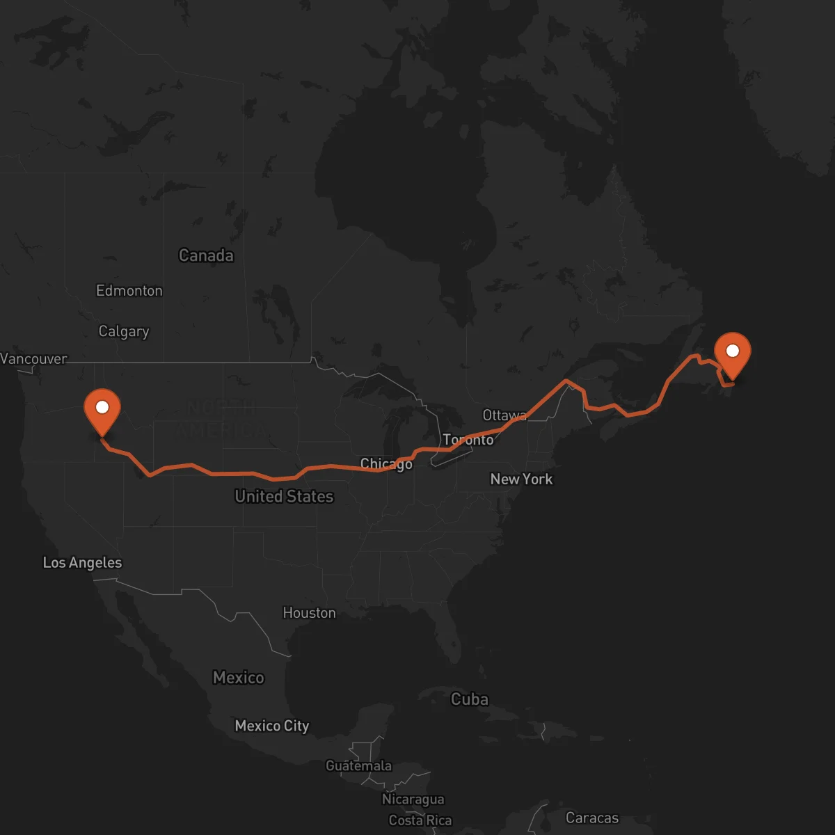 Ruta Boise - San Juan de Terranova (St. John's)