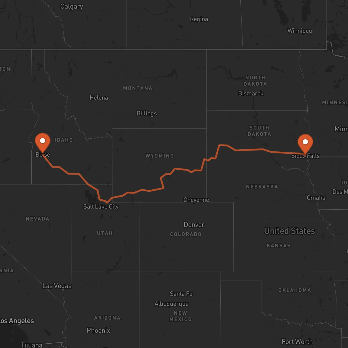 Ruta Boise - Sioux Falls