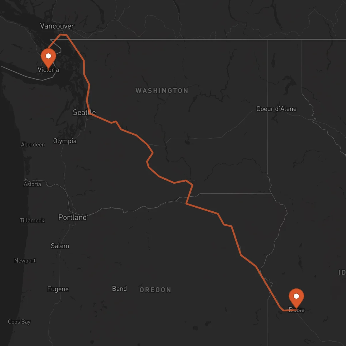 Ruta Boise - Victoria