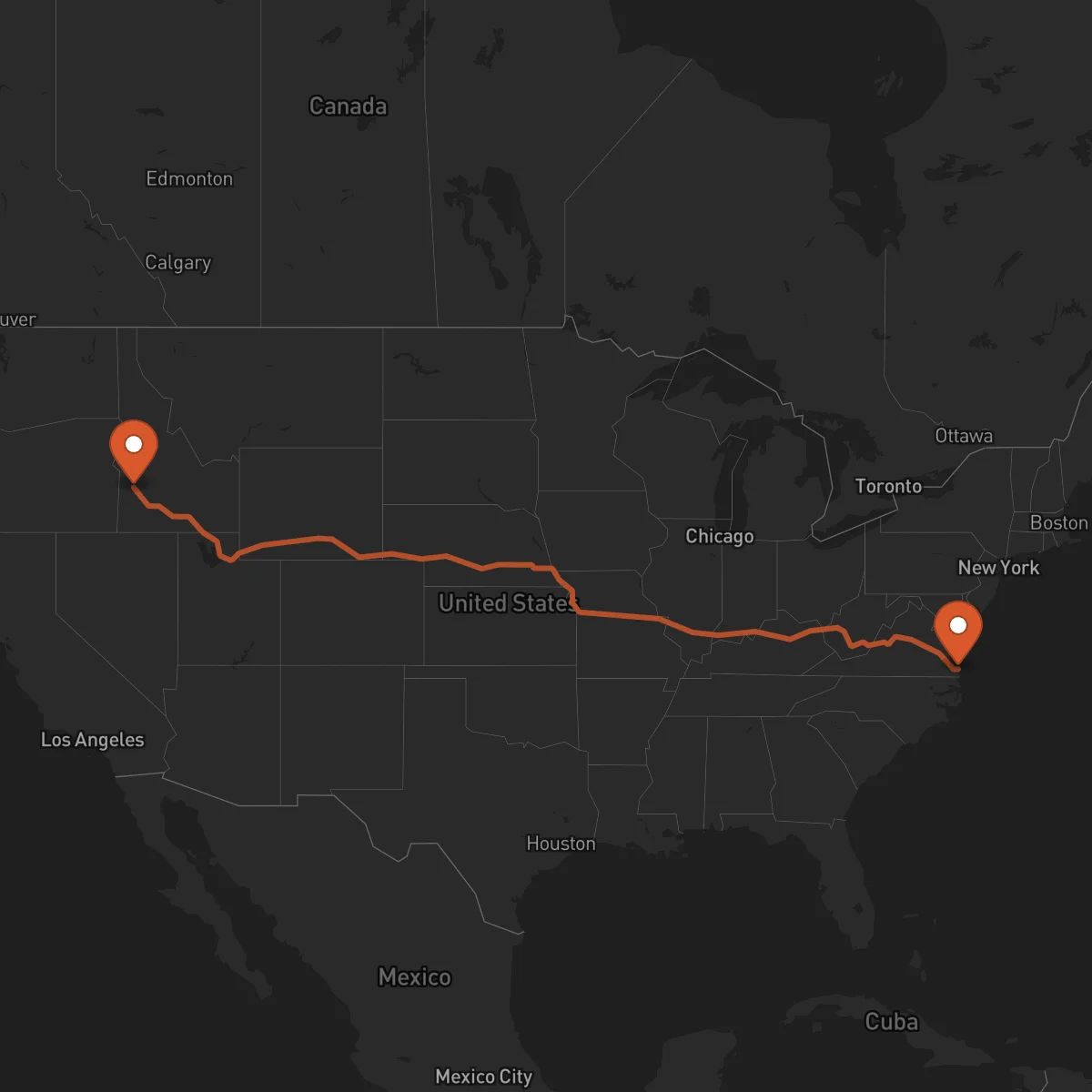 Ruta Boise - Virginia Beach