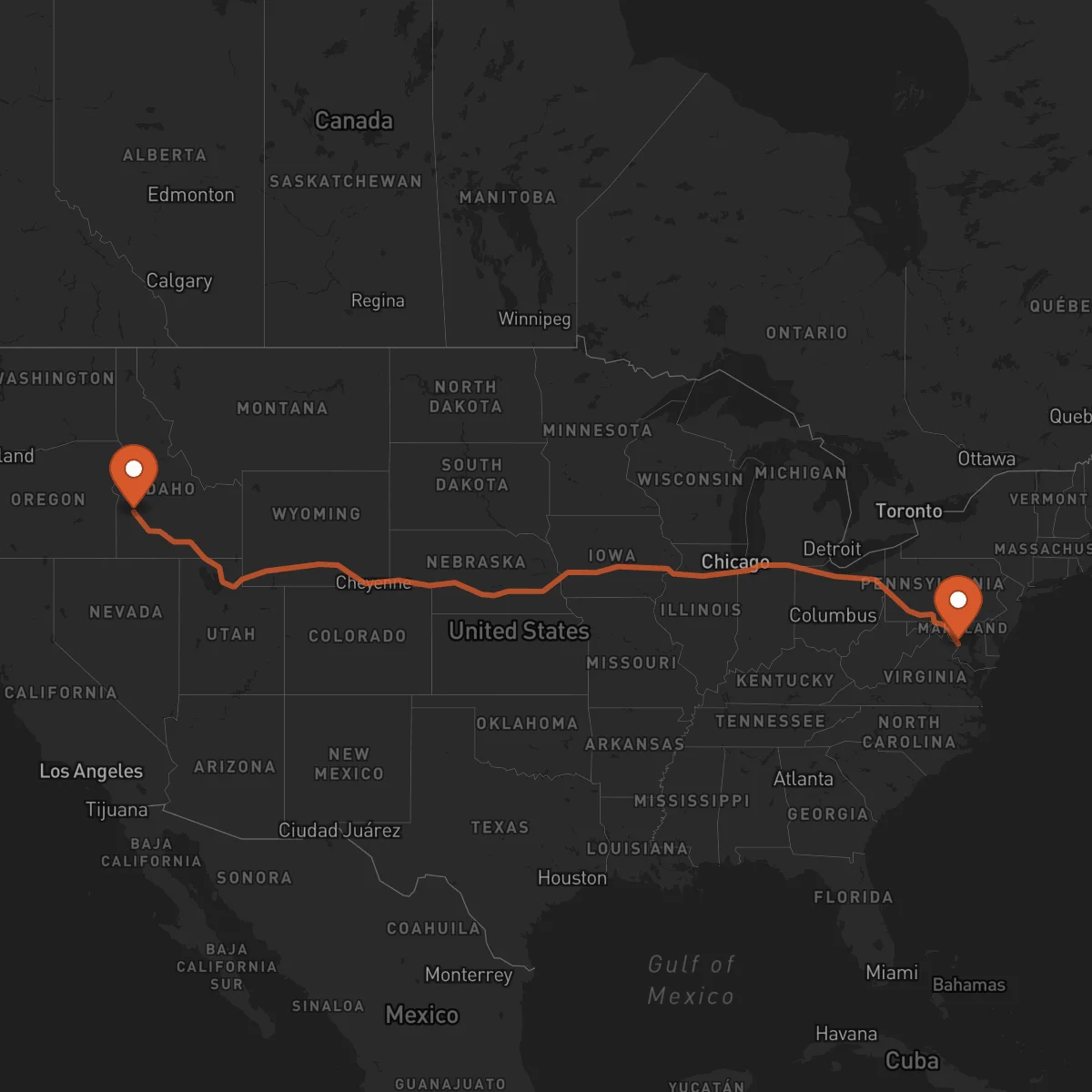 Ruta Washington D.C. - Boise