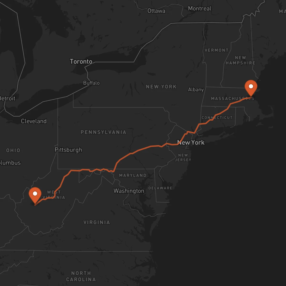 Ruta Boston - Charleston