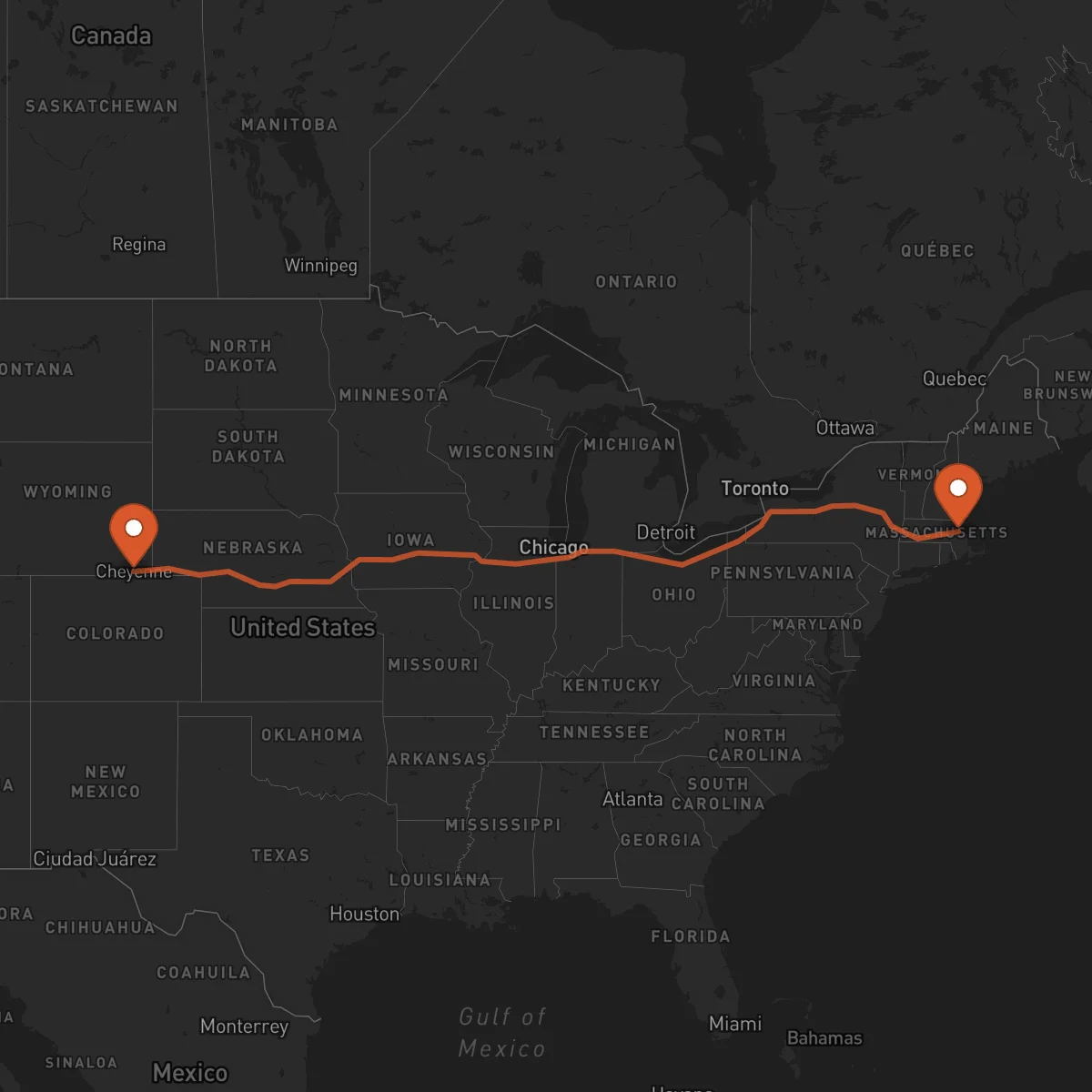 Ruta Boston - Cheyenne