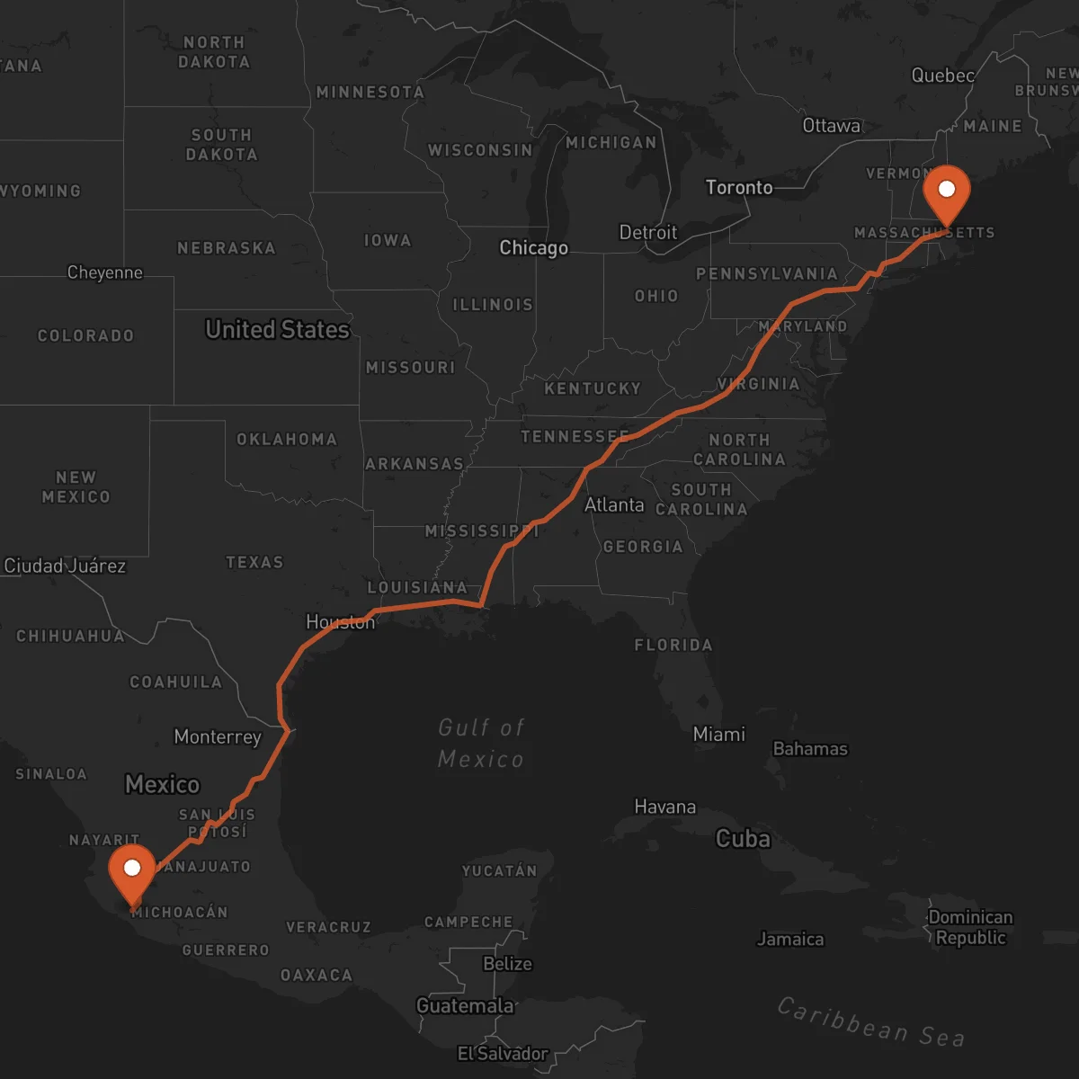 Ruta Boston - Colima
