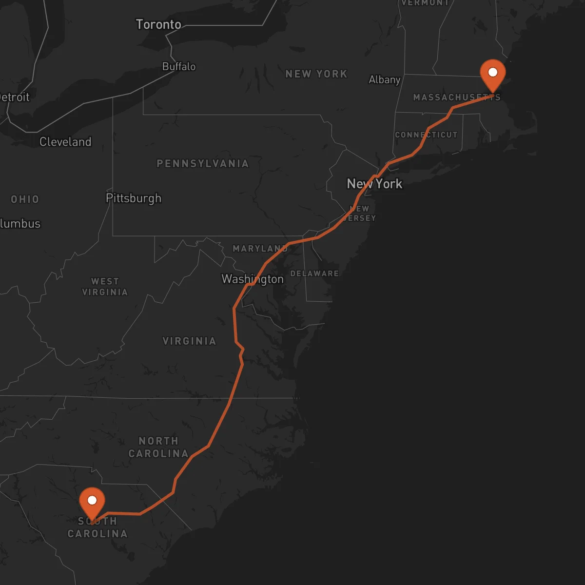 Ruta Boston - Columbia