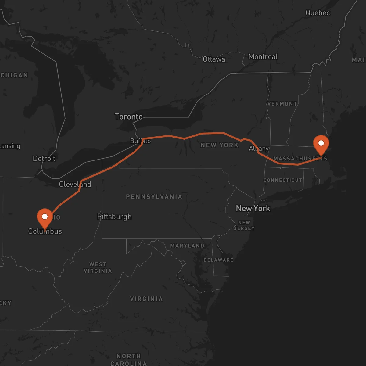 Ruta Columbus - Boston