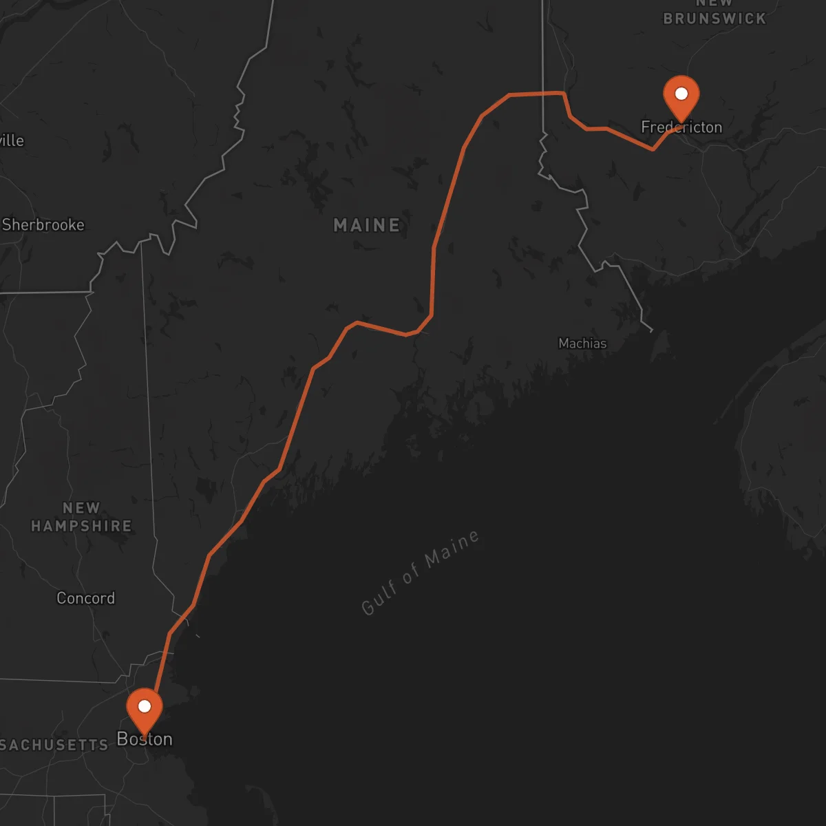Ruta Boston - Fredericton