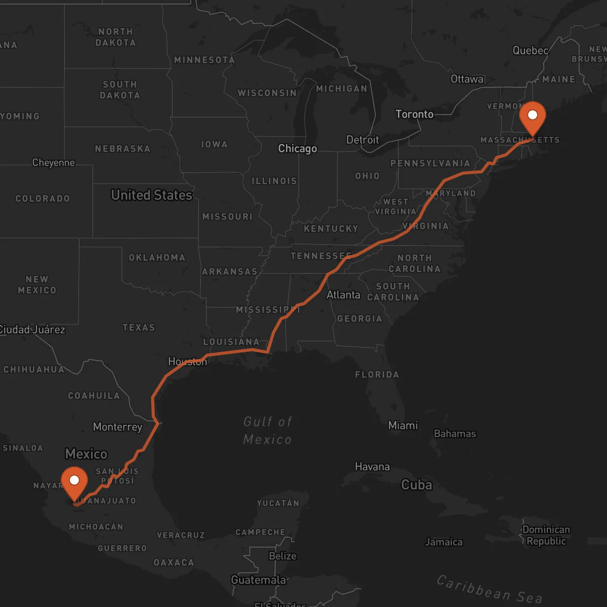 Ruta Guadalajara - Boston