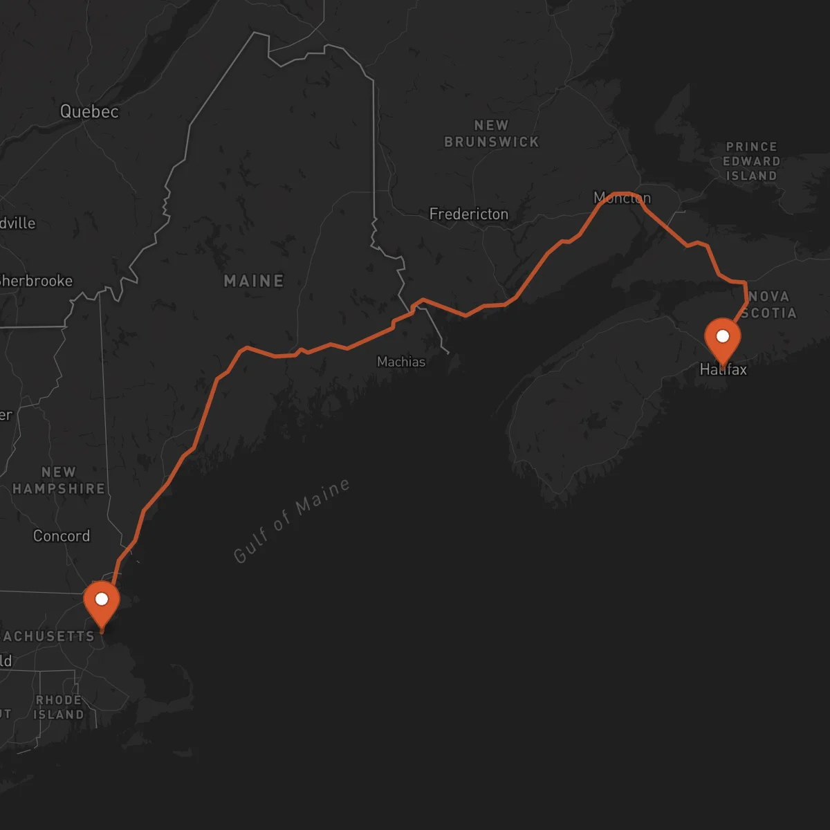 Ruta Boston - Halifax