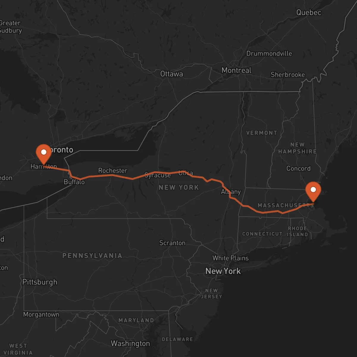 Ruta Boston - Hamilton