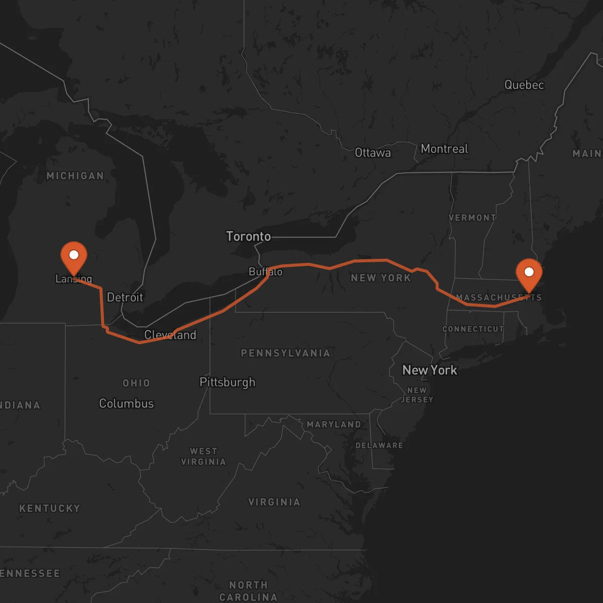 Ruta Boston - Lansing