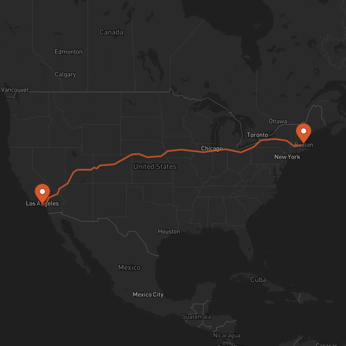 Ruta Long Beach - Boston