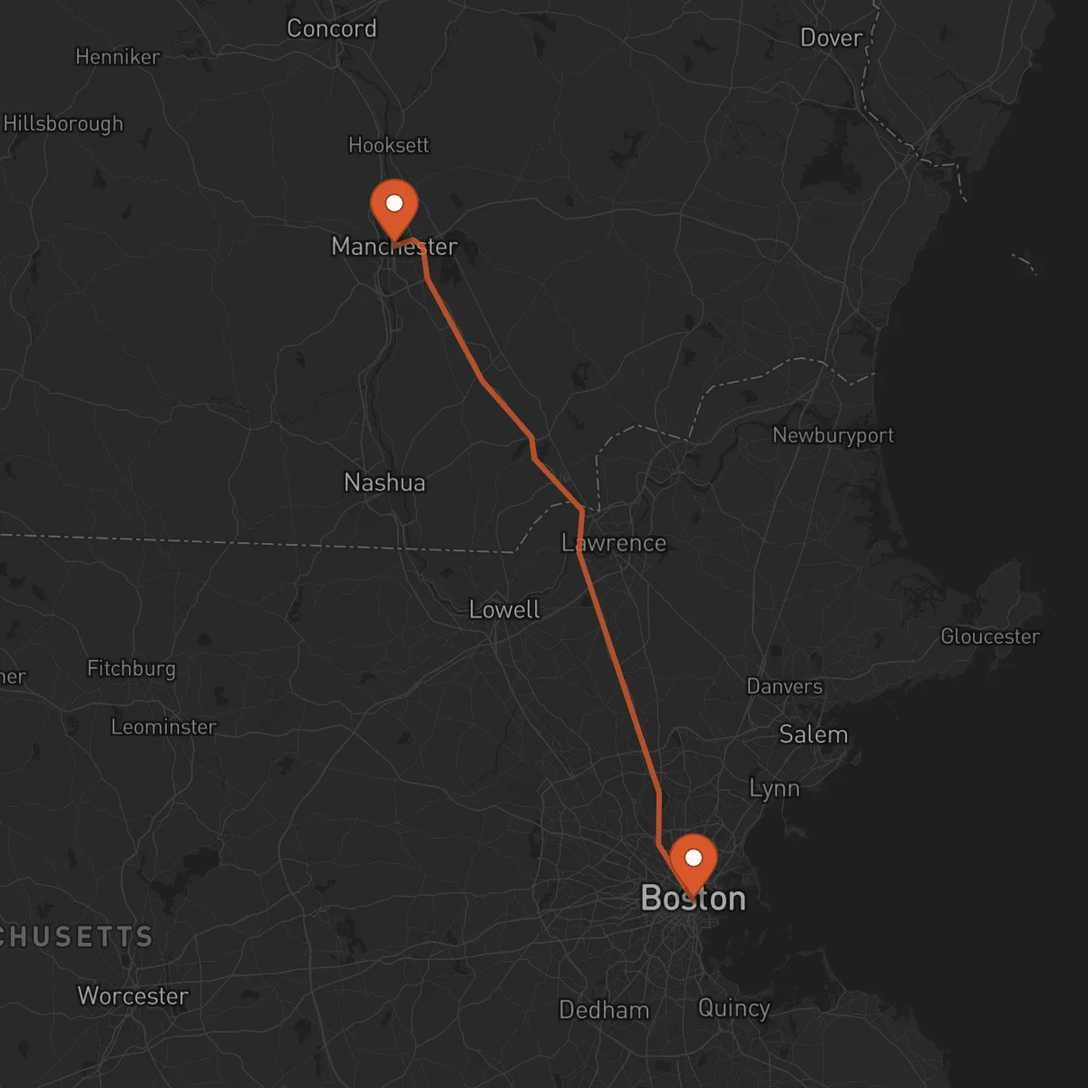Ruta Boston - Manchester