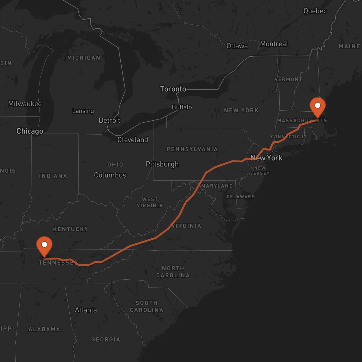 Ruta Boston - Nashville