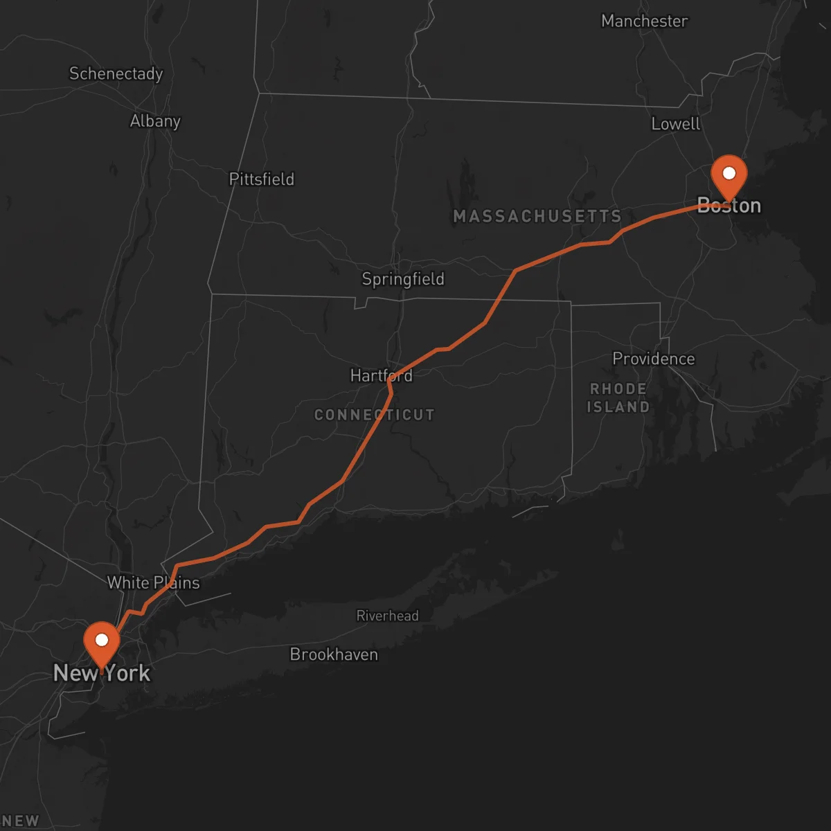 Ruta Boston - Nueva York