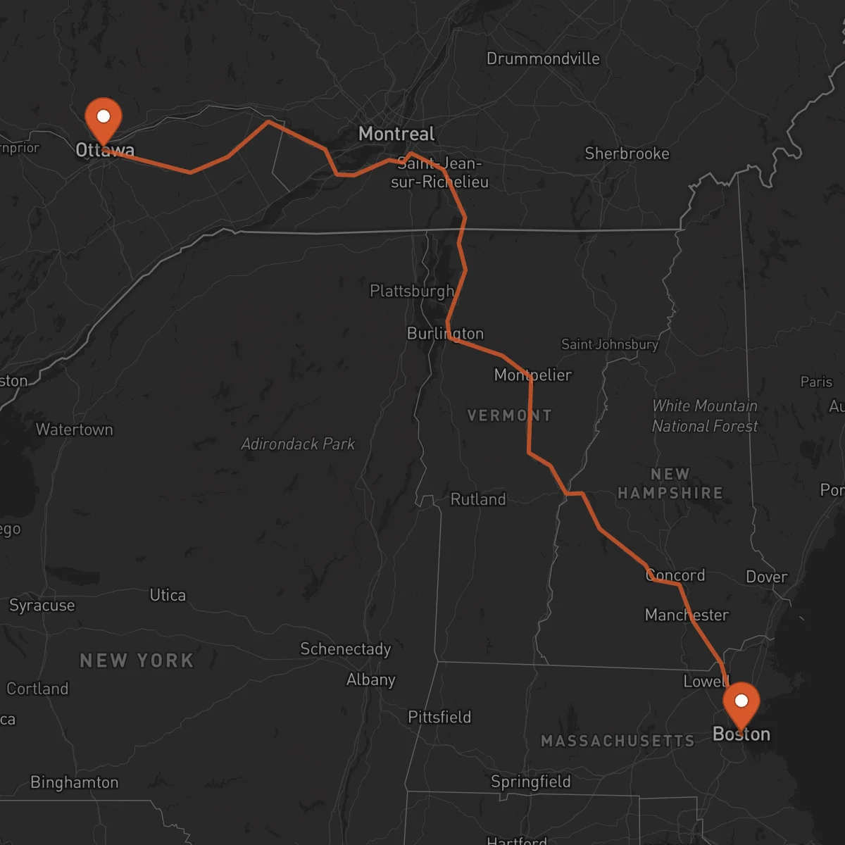Ruta Ottawa - Boston