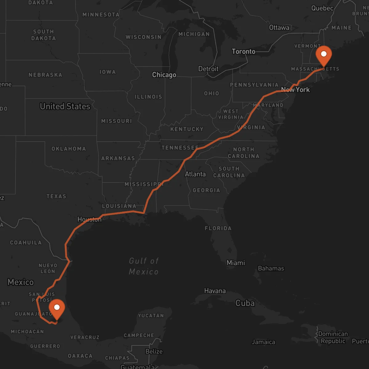 Ruta Pachuca de Soto - Boston