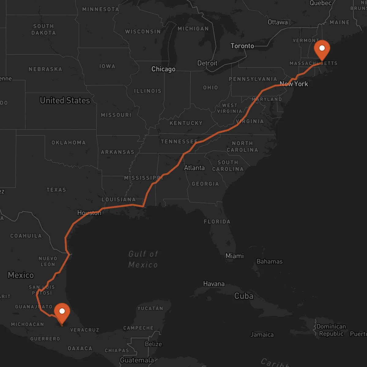 Ruta Puebla de Zaragoza - Boston