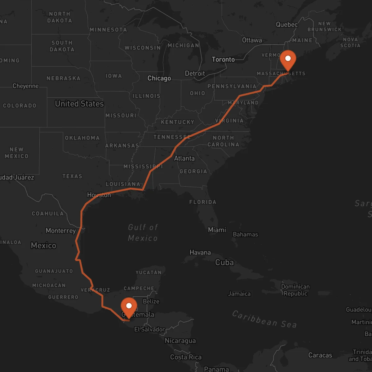 Ruta Quetzaltenango - Boston