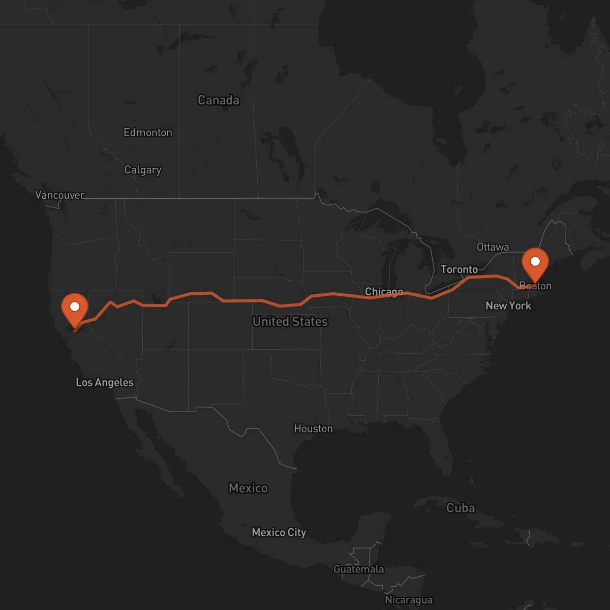 Ruta Boston - Sacramento