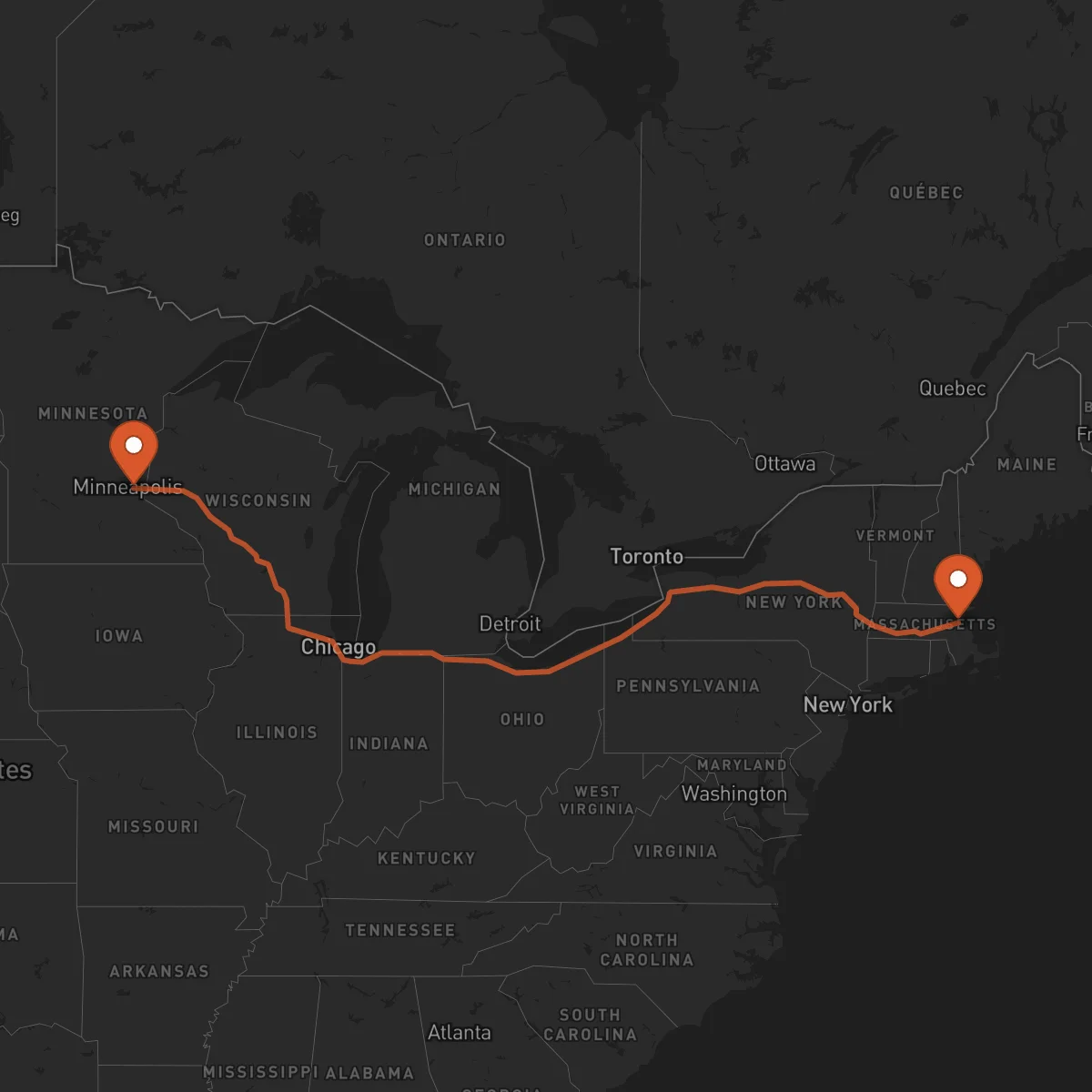 Ruta Boston - Saint Paul