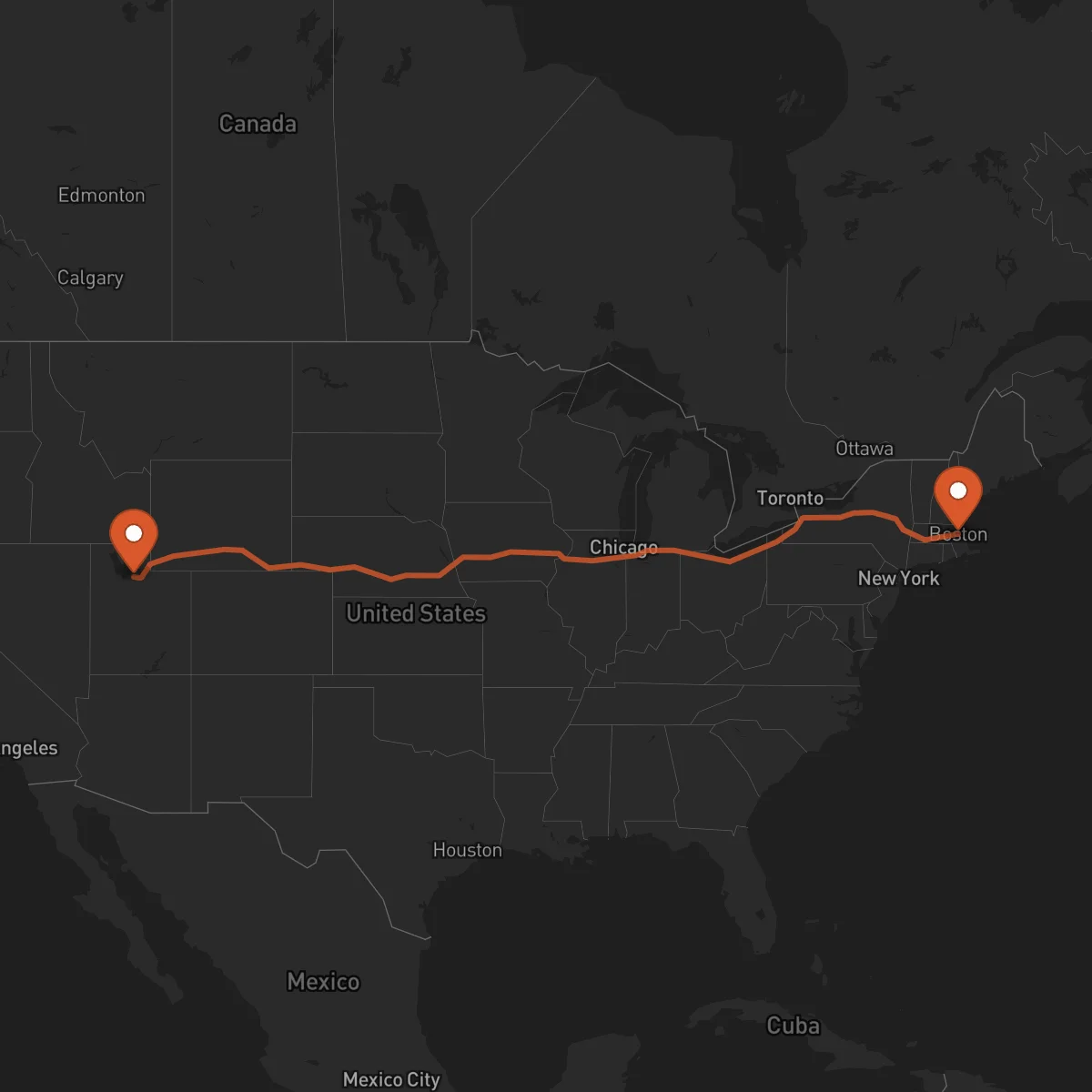 Ruta Boston - Salt Lake City