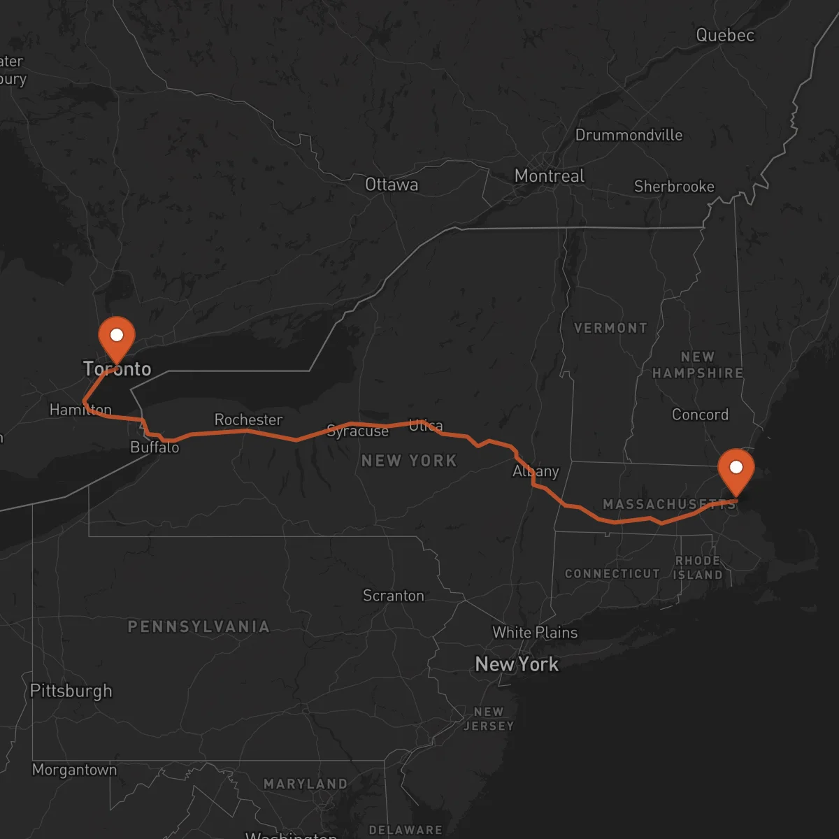 Ruta Toronto - Boston
