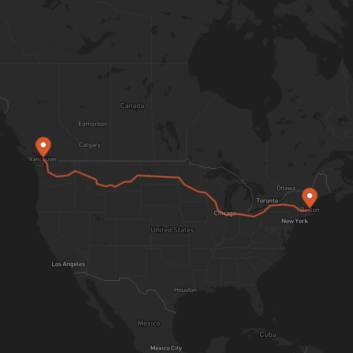 Ruta Boston - Vancouver