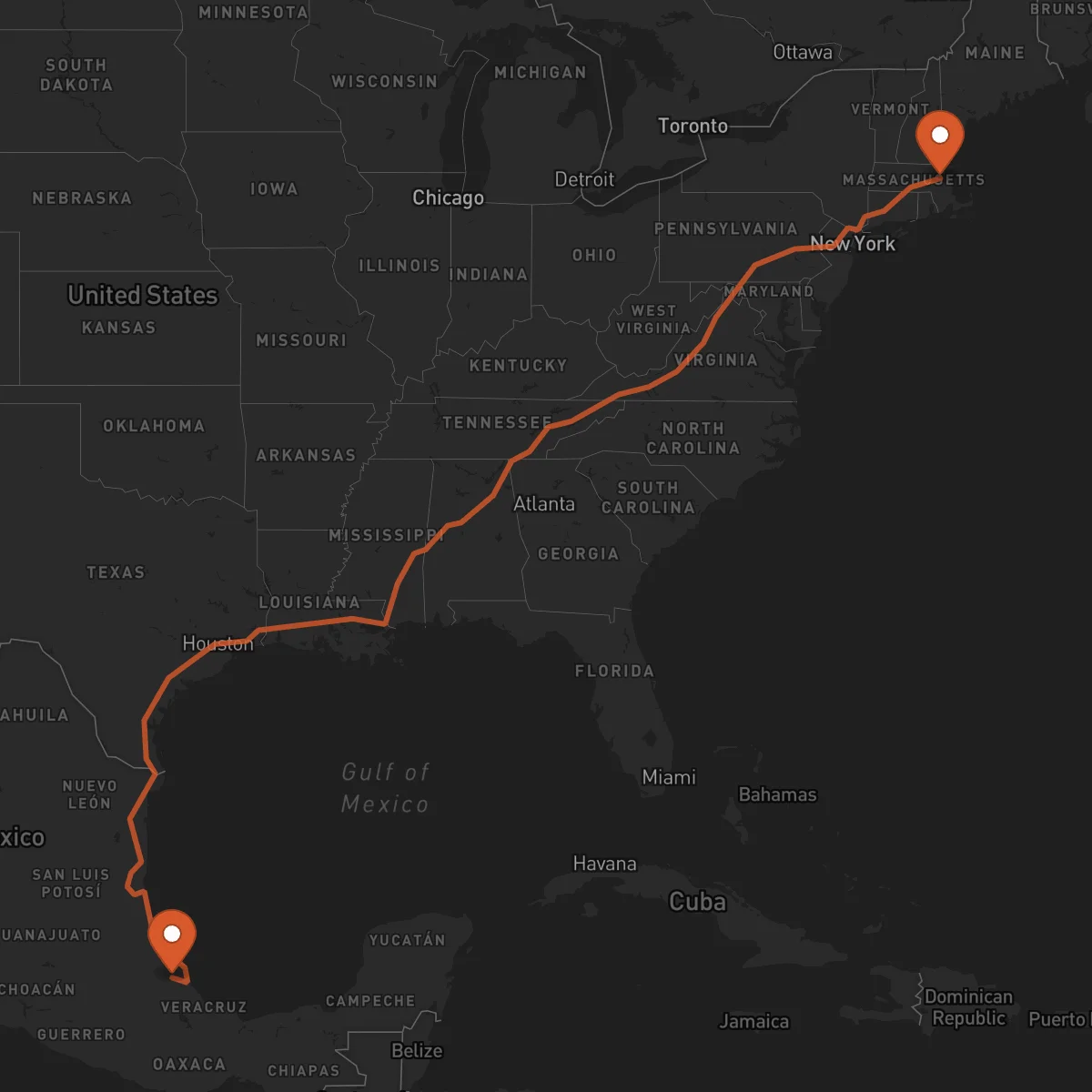Ruta Boston - Xalapa