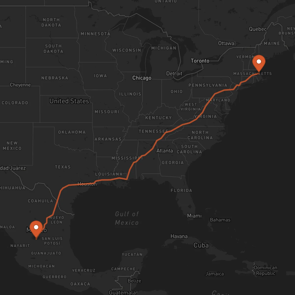 Ruta Zacatecas - Boston